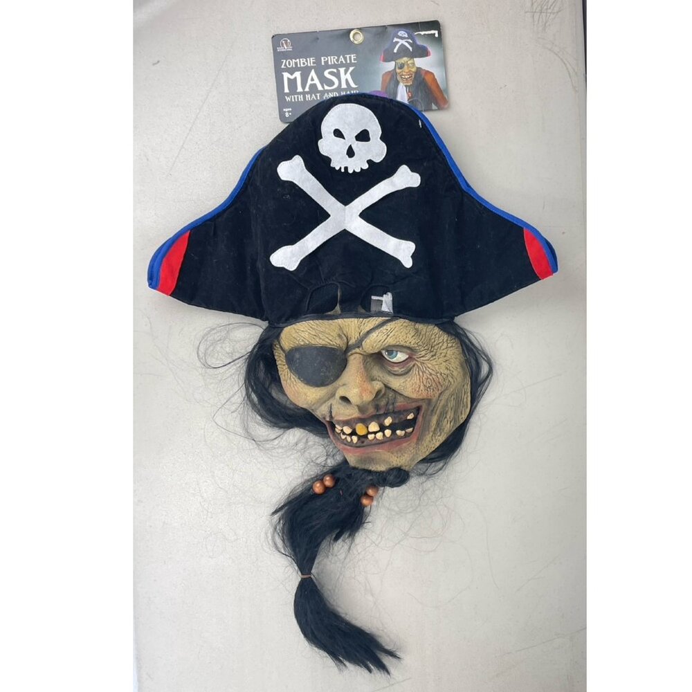 Halloween Mask Zombie Pirate NEW Pull Over Skull Cross Bone See Through Hat